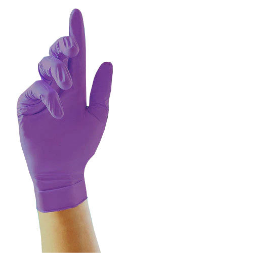 Heavy Duty Purple Nitrile Chemical Resistant ASTM D6978 Chemo Gloves - Cases of 10 Boxes, 100 Gloves per Box