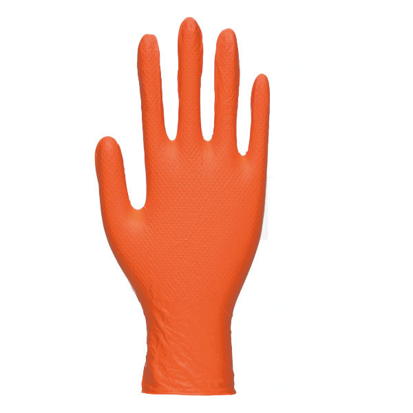 Heavy Duty Orange Nitrile Gloves - Cases of 10 Boxes, 100 Gloves per Box