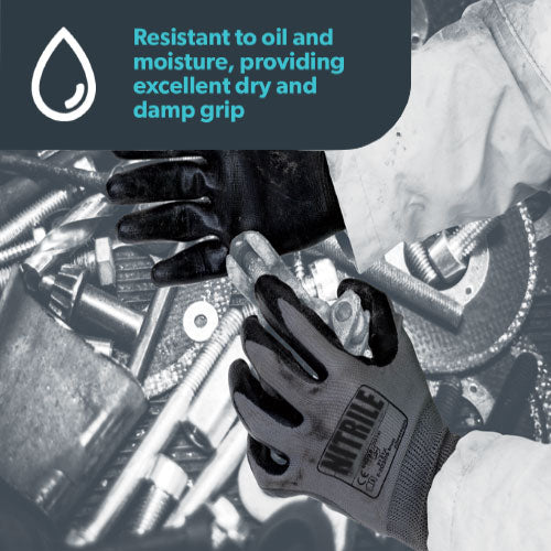 Palm Coated Nitrile Gloves - High dexterity & Grip - In Bags of 10 Pairs