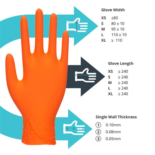 Orange Nitrile Gloves – Cases of 10 Boxes, 100 Gloves per Box