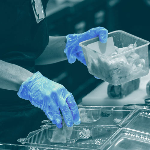 Blue Vinyl Gloves – Safe For Food Preparation - Powder Free - Cases of 10 Boxes, 100 Gloves per Box