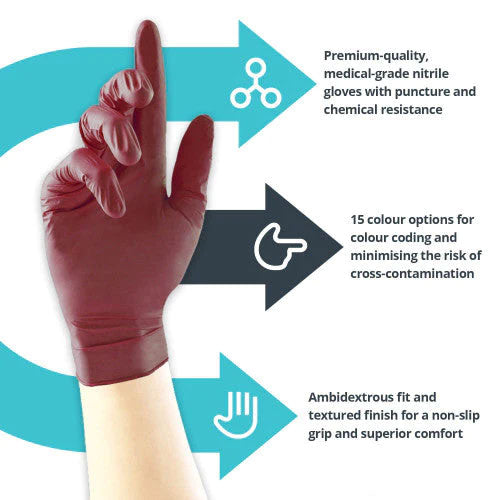 Burgundy Nitrile Gloves – 10x100