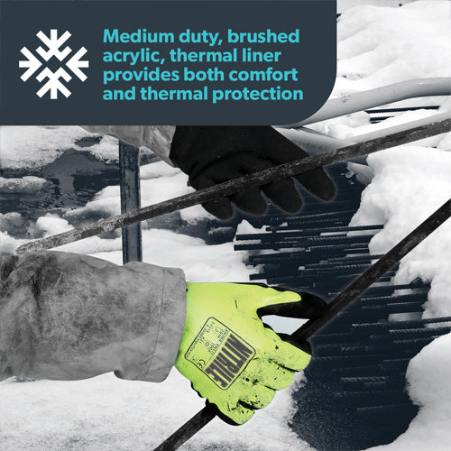 Hi-Viz Firm Grip Thermal Work Gloves - Moisture Protection - Abrasion & Tear Protection - NitreGrip® Technology - In Bags of 10 Pairs