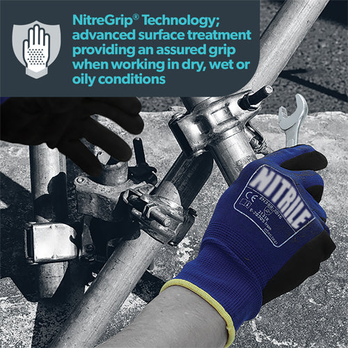 Sandy Nitrile Palm Coated - Firm Grip Gloves - Abrasion Resistant - NitreGrip® Technology - In Bags of 10 Pairs