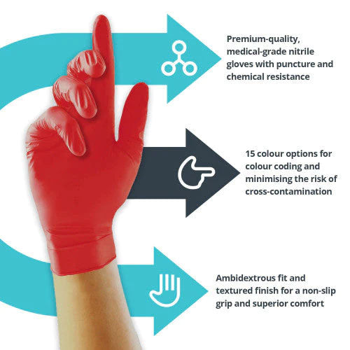 Red Nitrile Gloves – 10x100
