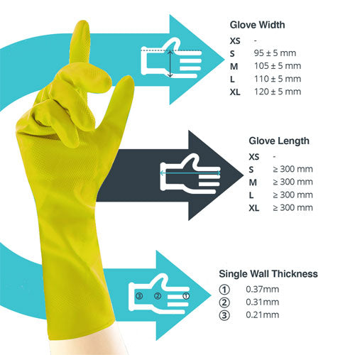 Yellow Rubber Latex Household Gloves - Cases of 12 Boxes, 12 Pair Bags per Box