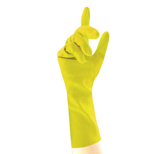 Yellow Rubber Latex Household Gloves - Cases of 12 Boxes, 12 Pair Bags per Box