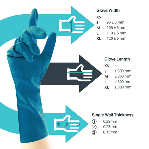 Blue Latex Household Safety Gloves – 12x12