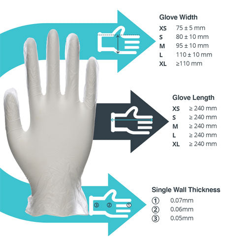Clear Vinyl Powder Free Gloves – Cases of 10 Boxes, 100 Gloves per Box