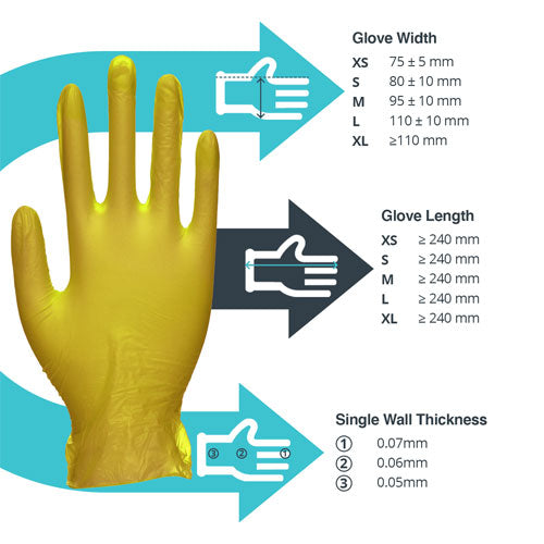Yellow Vinyl Gloves – 10x100