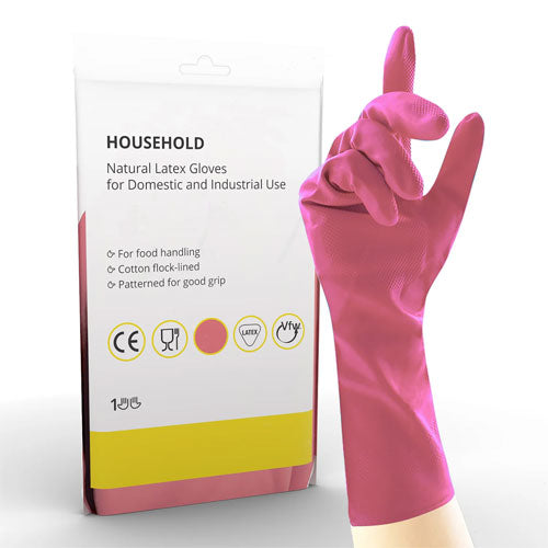 Pink Latex Household Safety Gloves – 12x12