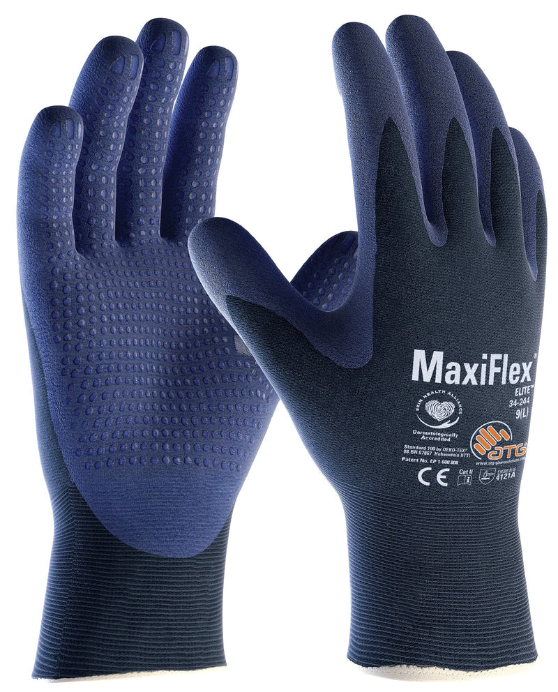 Work Glove with Ultra Lightweight Design: MaxiFlex Elite 34-274 - Pack of 12 Pairs