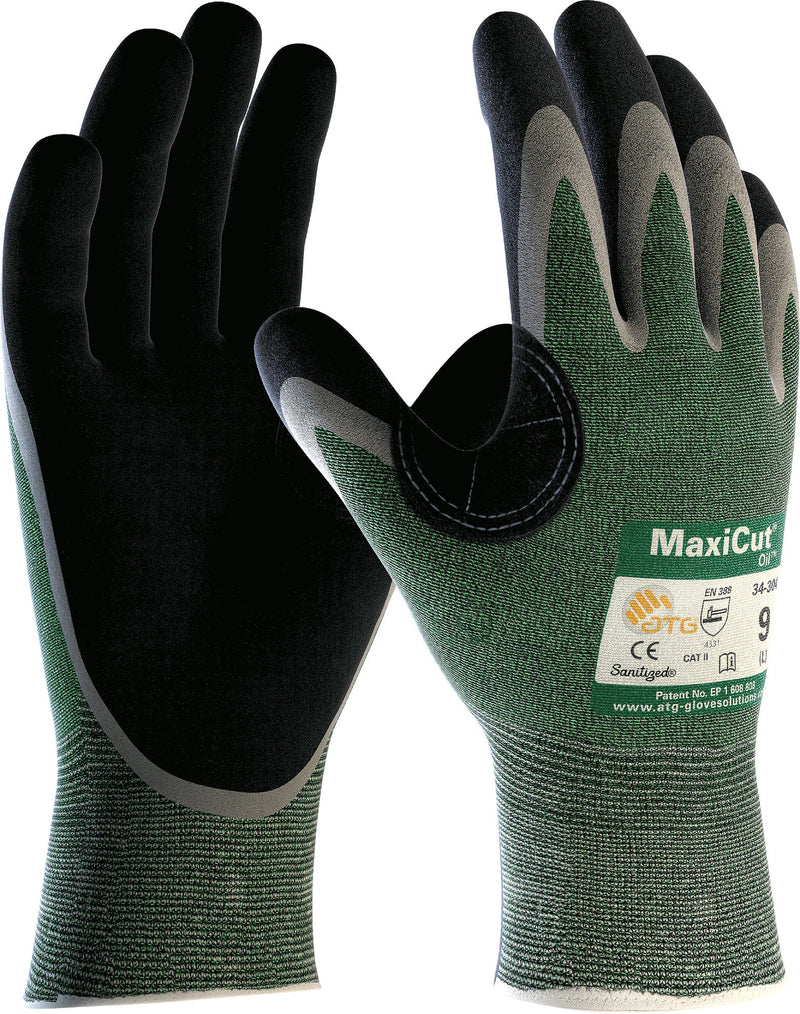 ATG-34 305B: MaxiCut Oil Cut Level 3 Nitrile 3/4 Knuckle Coated Glove - Pack of 12 Pairs