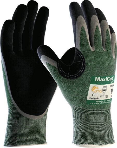 Oil-Resistant Grip Gloves with Palm Coating: MaxiCut Level B 34-304 - Pack of 12 Pairs