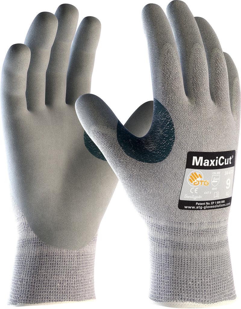 Cut-Resistant Grip Handling Gloves: MaxiCut 34-470 Level C - Pack of 12 Pairs