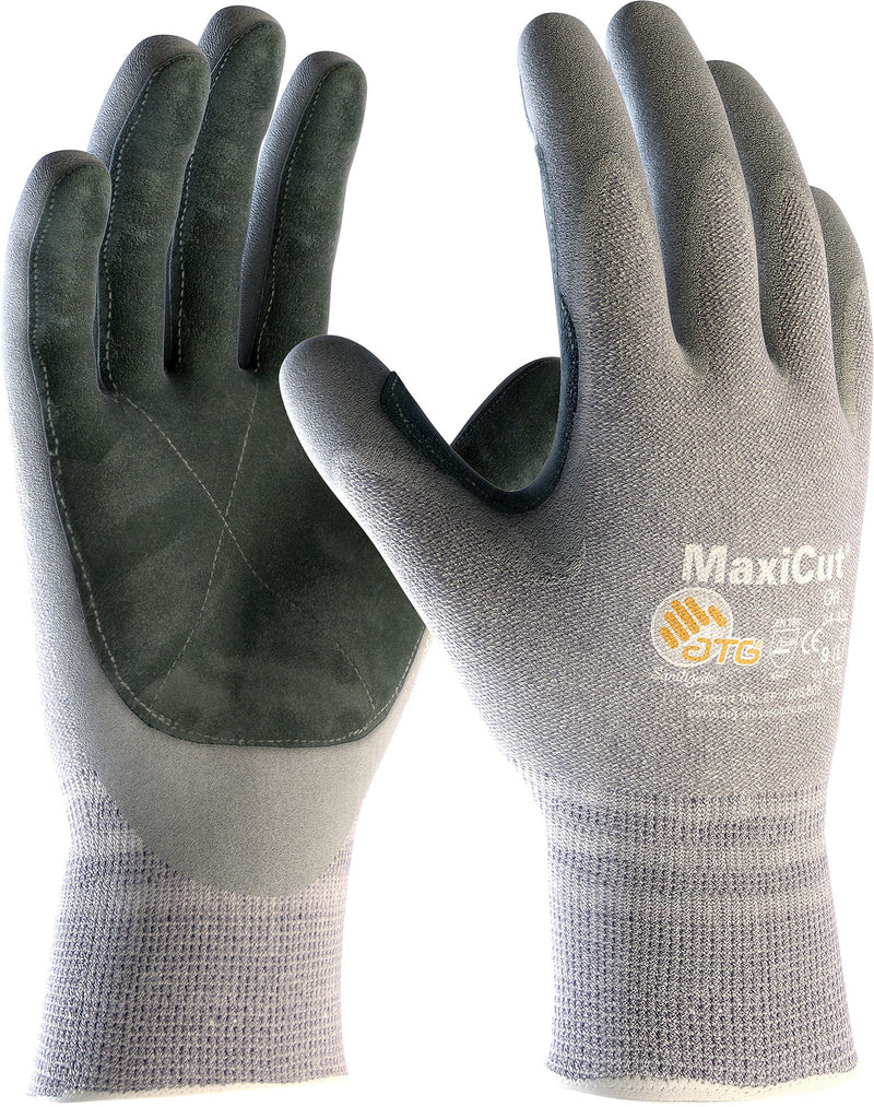 ATG MaxiCut Oil 34-470LP–B: Leather Pad Palm Coated Cut Level 5 Glove - Pack of 12 Pairs