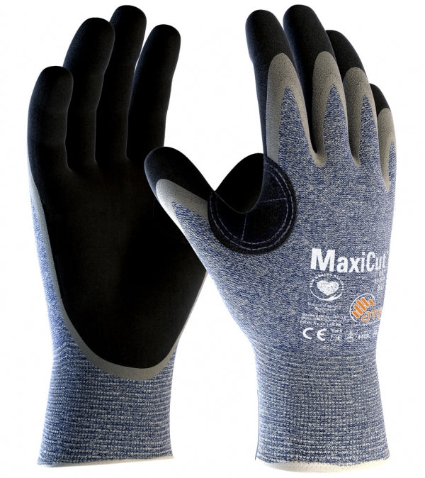 ATG MaxiCut 34-504 Oil Work Gloves with Level 5 Cut Resistance and Nitrile Palm Coating  - Pack of 12 Pairs
