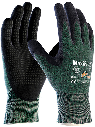 ATG MaxiFlex A2 Cut Glove 34-8443 with Nitrile Microfoam and Micro Dot Grip - Pack of 12 Pairs