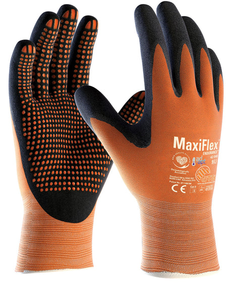 Work Gloves by ATG: MaxiFlex® Endurance™ 42-848 in Black and Orange - Pack of 12 Pairs
