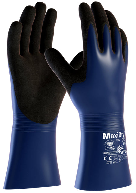 Chemical-Resistant Gauntlet Gloves: MaxiDry Plus 56-530 - Pack of 12 Pairs