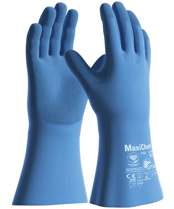 MaxiChem® TRItech™ 76-730: Gauntlet-Style Gloves for Chemical and Liquid Resistance - Featuring Nylon/Spandex Lining and NBR Foam - Pack of 12 Pairs
